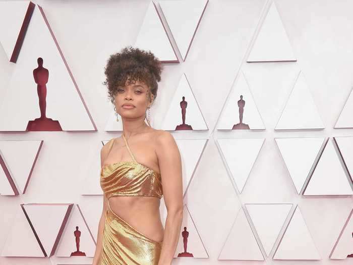 Andra Day looked every inch the movie star at the Oscars in this golden dress.