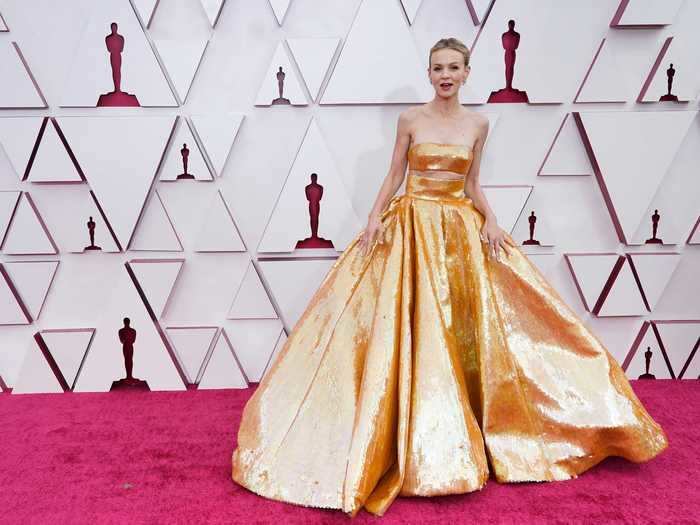 Carey Mulligan dropped jaws in this glittering two-piece look at the Oscars.
