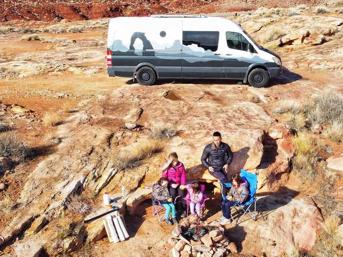 After taking in their view of the day, the Sanchez family has breakfast and heads outside to explore and learn.