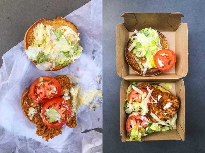 The toppings on these two deluxe sandwiches were nearly identical.