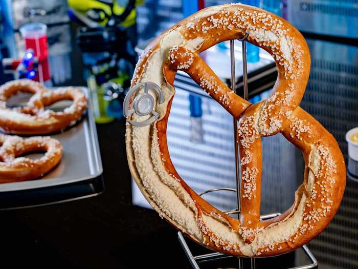 The test kitchen will also have snacks and treats like this massive Quantum Pretzel made for dipping.