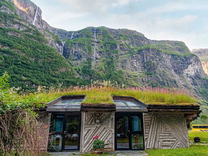 A traditional home in Norway also camouflages into its surroundings.