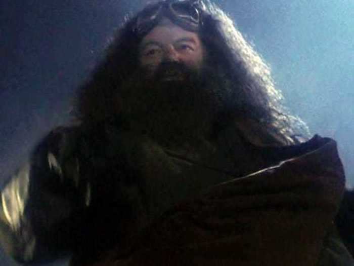 Hagrid wears his famous giant coat in his very first scene.