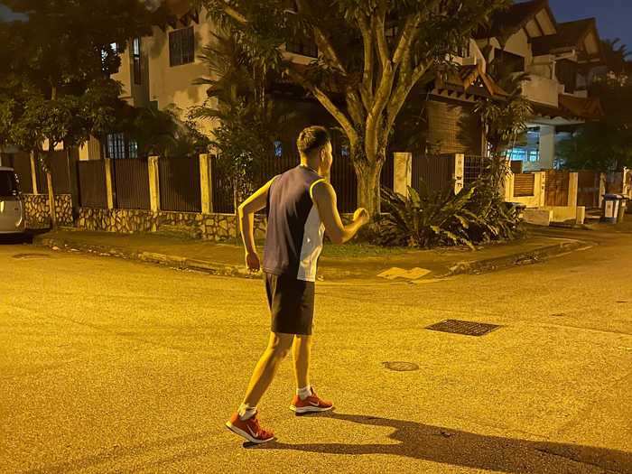 8:30 p.m: In the evenings, Chia goes on a run around his neighborhood.