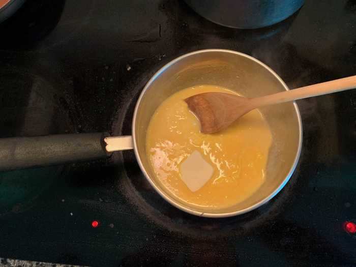 Then I placed my pot on low heat and added a few knobs of butter.