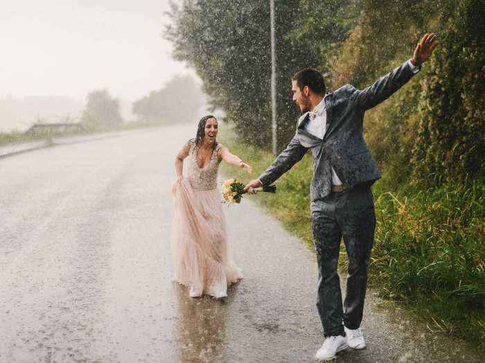 Skipping preparations for inclement weather is a big mistake when planning an outdoor wedding.
