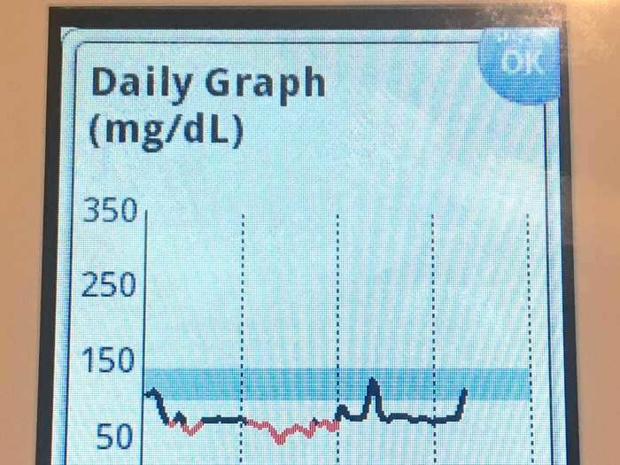 The monitor measured my blood sugar levels constantly throughout the day.