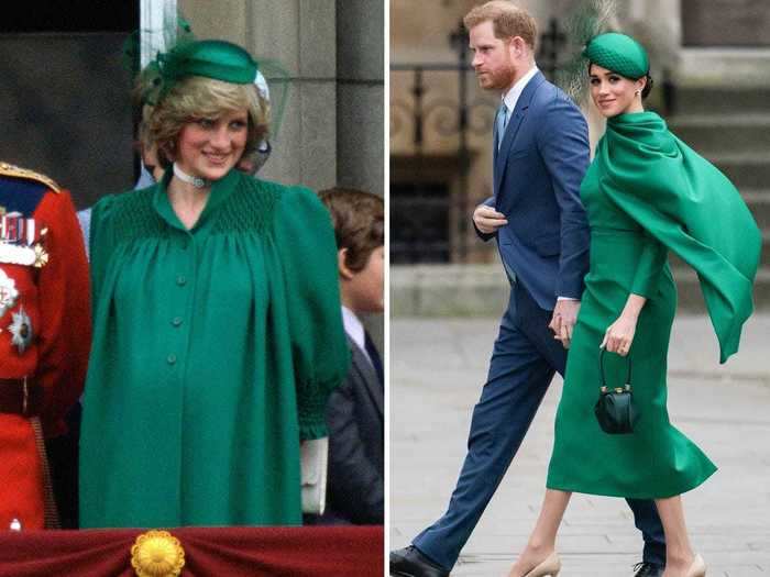 Markle made a statement in green for her final appearance as a senior member of the royal family in March 2020 - and she seemingly honored Princess Diana while doing so.