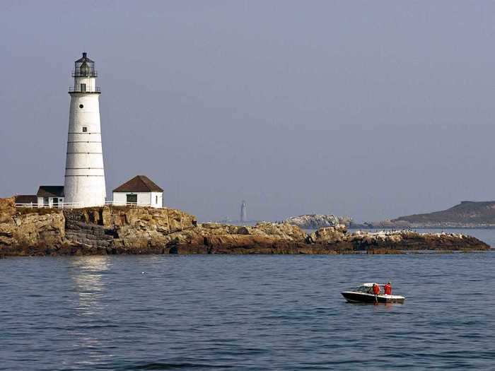 Boston Light in Plymouth County, Massachusetts, is the location of North America