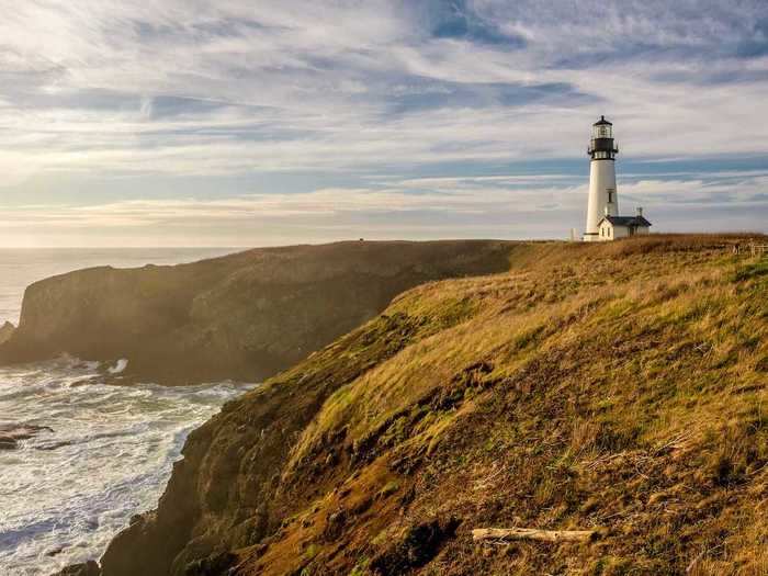 Yaquina Head Light is believed to be the oldest structure in Newport, Oregon.