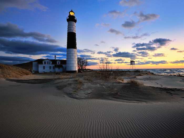 Big Sable Point Light in Michigan was the last lighthouse in the Great Lakes to get plumbing and electricity.