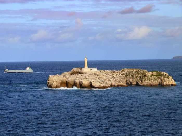 Mouro Island Lighthouse in Spain sits on its own uninhabited island.