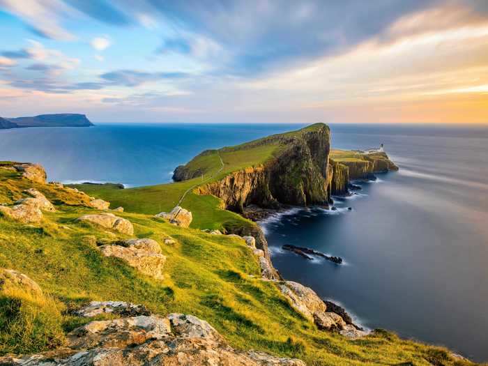 Neist Point Lighthouse, which can be found on the westerly tip of the Isle of Skye, is one of Scotland