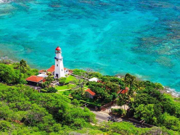 Diamond Head Lighthouse is located on the side of the famous Diamond Head crater in Honolulu, Hawaii.