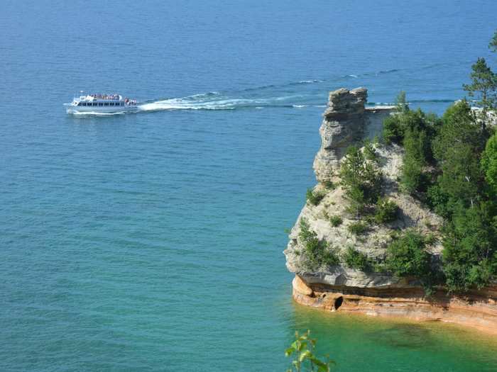 In Michigan, hikers can soak up jaw-dropping views of Lake Superior along a short 2-mile path through Pictured Rocks National Lakeshore.