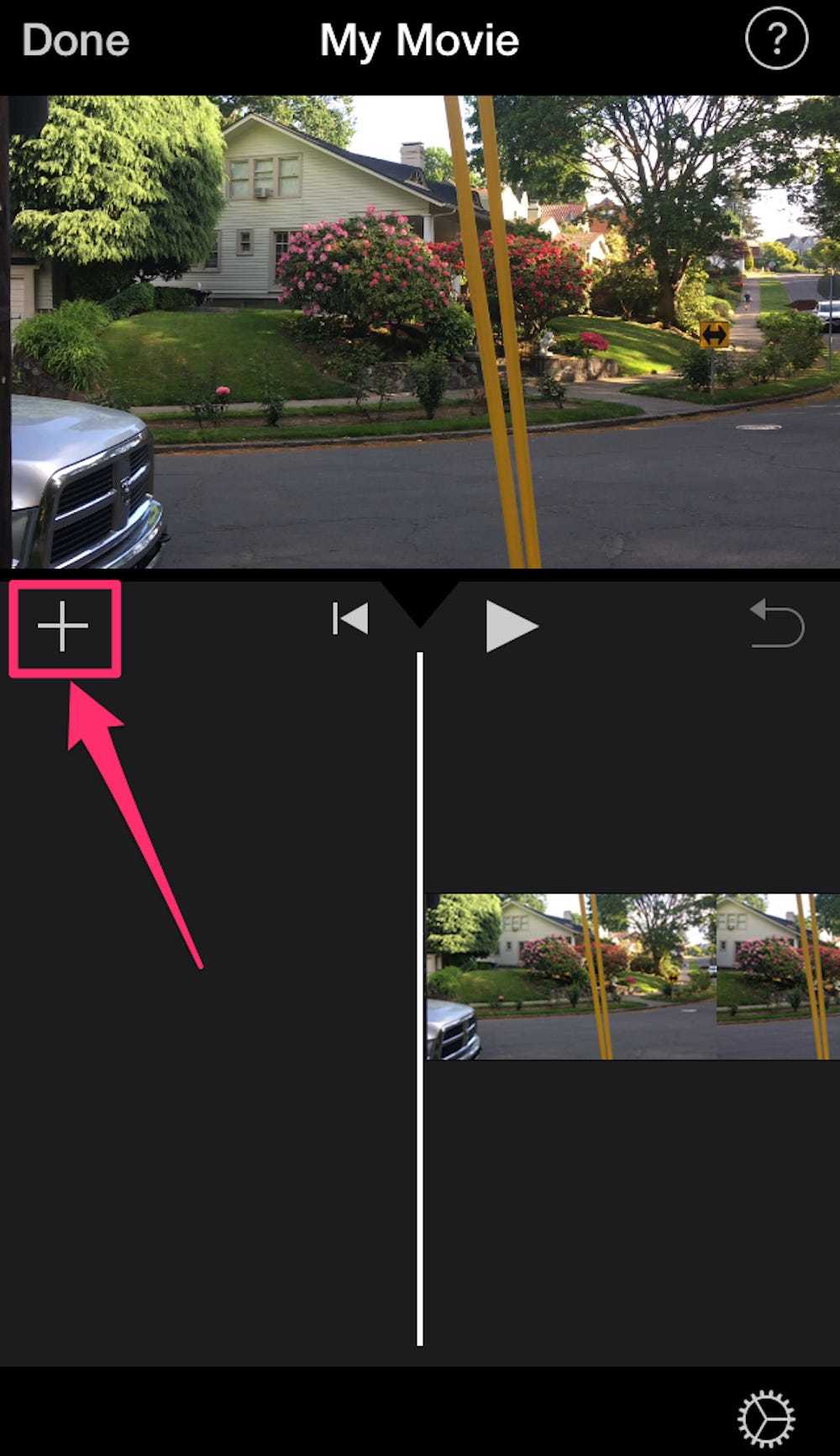 iMovie on iPhone plus sign icon