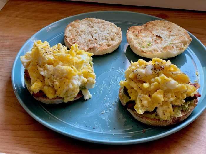 The eggs looked deliciously fluffy as I put my sandwiches together.