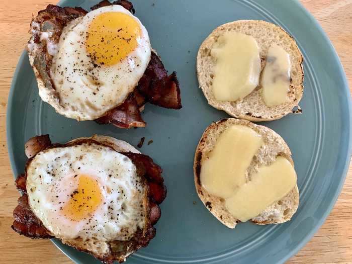 After my eggs were ready, I built the simple sandwich. The entire process took less than 10 minutes.