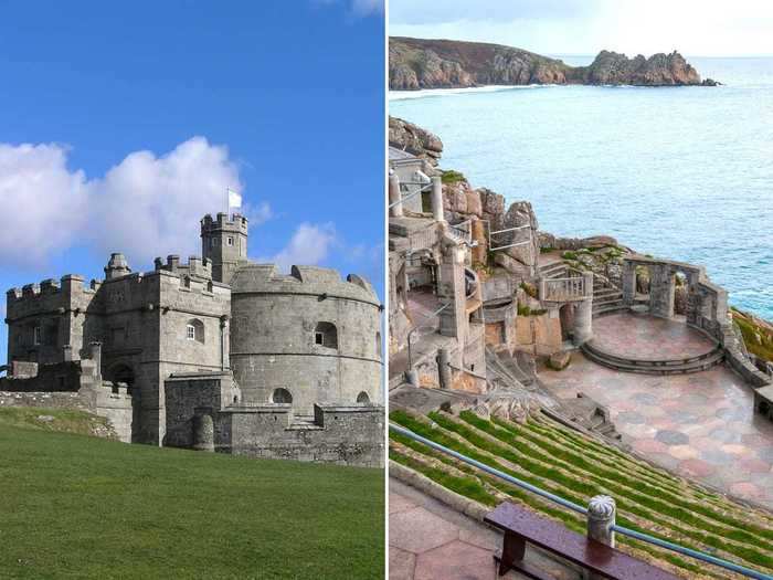 Cornwall is also known for its castles and historic landmarks, like the Pendennis Castle and the Minack Theatre.