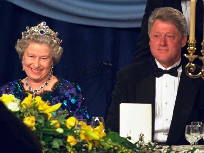 President Bill Clinton and Queen Elizabeth met at a dinner for the 50th anniversary of D-Day on June 4, 1994.