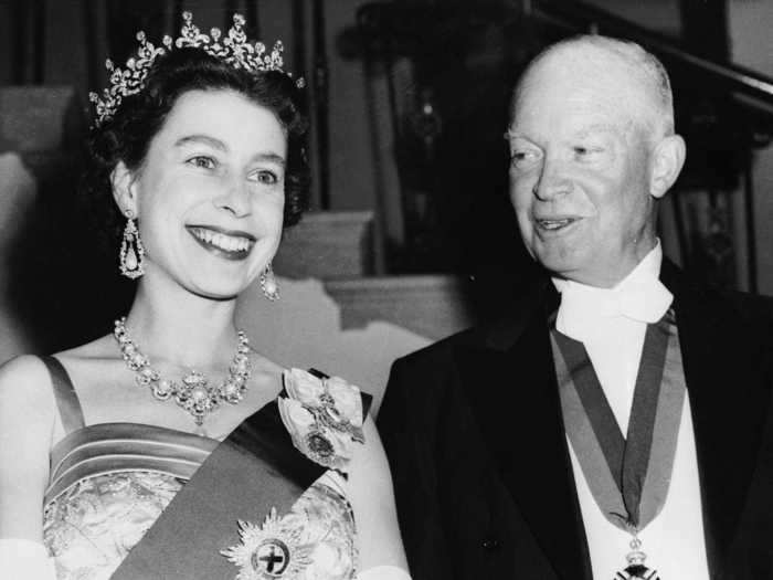 President Eisenhower hosted the monarch in the US for her first state visit as the Queen on October 17, 1957.