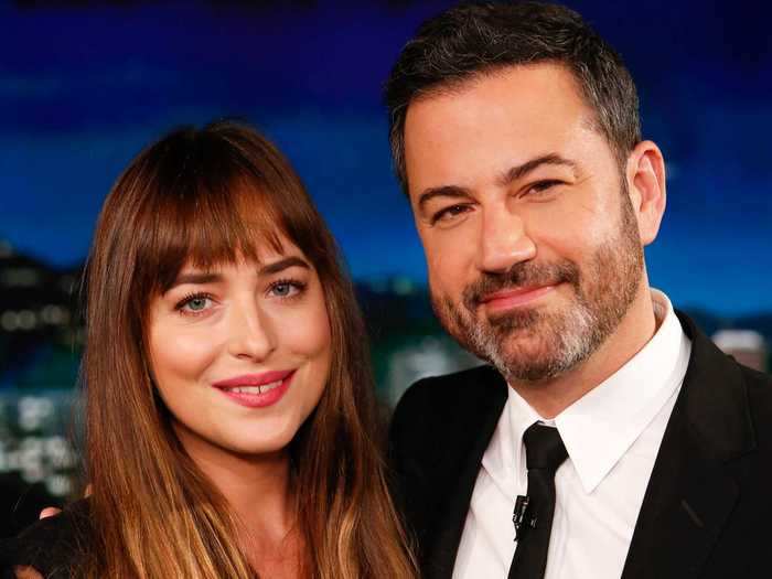 Dakota Johnson and Jimmy Kimmel are next-door neighbors, and they had a little chat over their fence for "Jimmy Kimmel Live!"