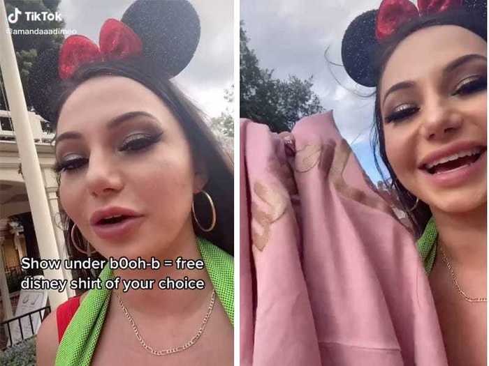 A different TikTok star said she got a free shirt at Magic Kingdom by breaking the theme park