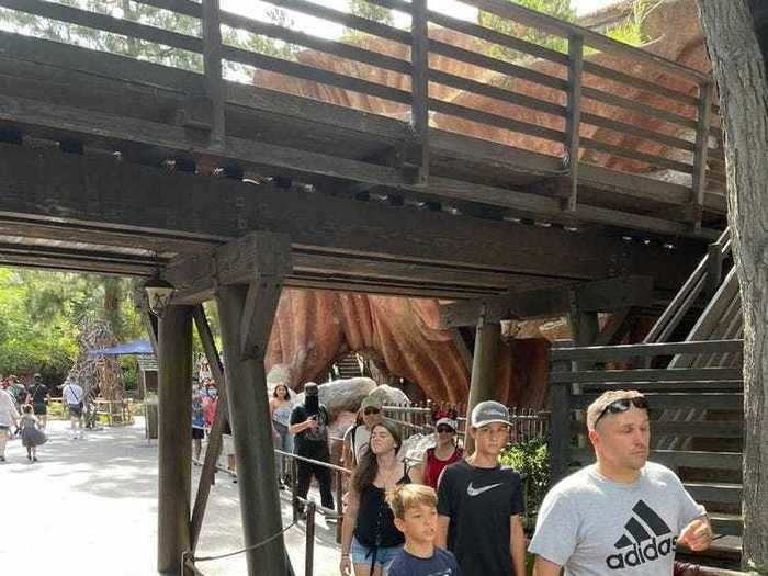 After Foster rode the water ride, she pointed out that crowds were still slim - even without social-distancing measures in place.