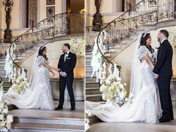 Vishnell and Benny shared a first look on the day of the Catholic ceremony.