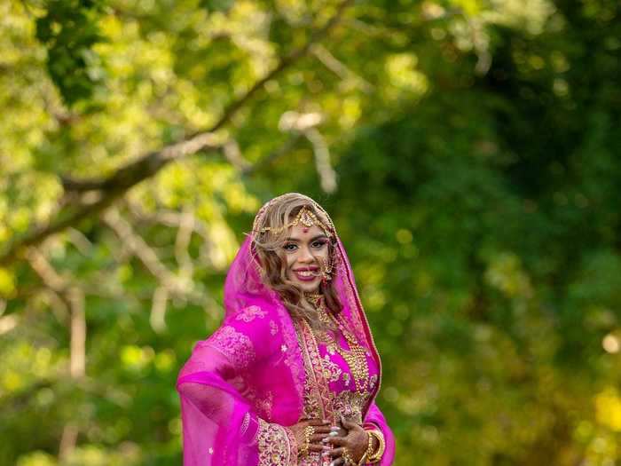 Vishnell wore a pink lehenga to her Sikh ceremony.