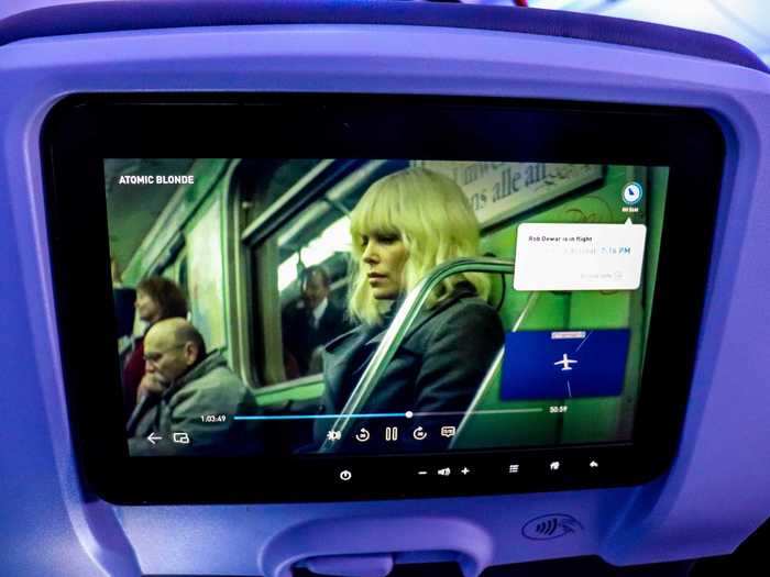 A cool feature of the system is the picture-in-picture functionality that allows flyers to view the moving map while watching a movie. The flight