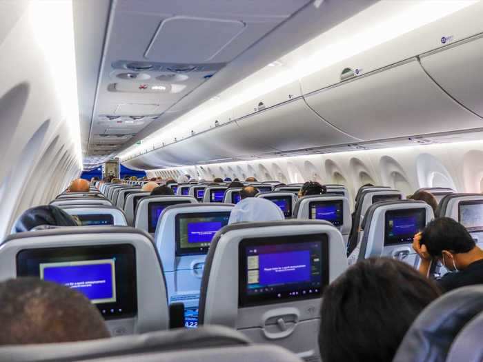 After pushback, the cabin was illuminated for takeoff in a required safety feature. I preferred this lighting compared to the mood lighting, at least while we were on the ground.