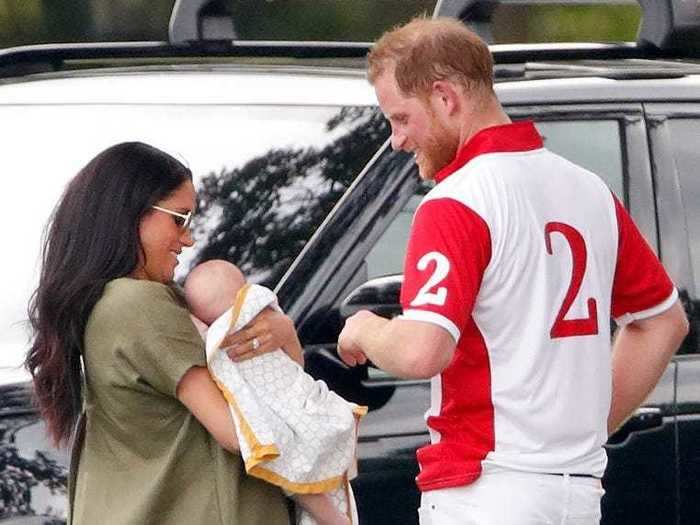 Harry said hello to Markle and Archie after a polo match.