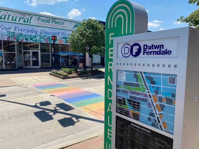 As soon as I arrived in Ferndale, I saw a rainbow crosswalk similar to the one in Chicago.