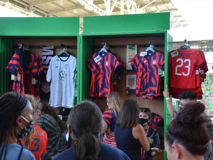 Impressively, the souvenir stands already had the new USWNT jerseys just hours after being unveiled to the public.