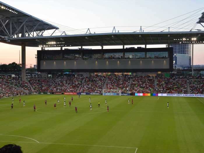 The stadium is open in all four corners.