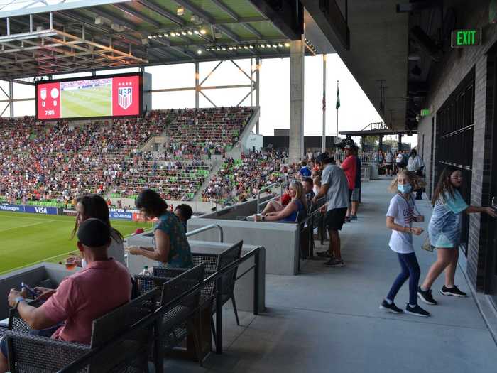 In some areas closer to the field where seats might be more exposed, the seating is made of mesh fabric to reduce the heat.