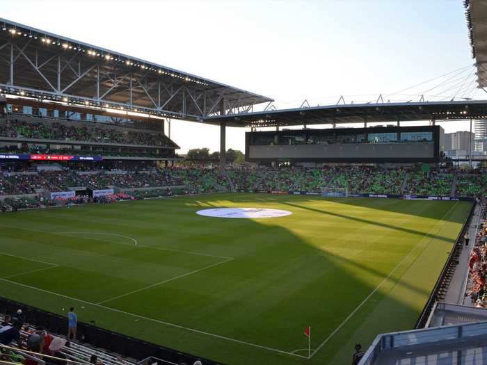 One of the first things you notice is that the stadium is open-air, but most of the seats are shaded from the hot Texas sun.