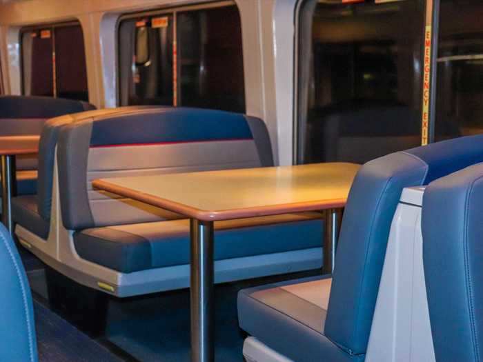 All tables are open for seating with Amtrak moving away from a pandemic policy of blocking certain tables for distancing.