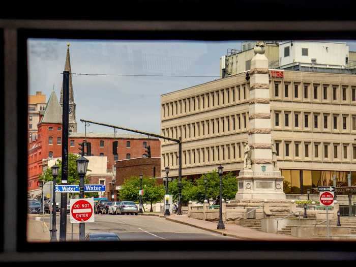 Passing through New London, Connecticut also proved fascinating. Winding tracks pass right through the heart of the town, forcing slow speeds, and the train is too big for the station so there