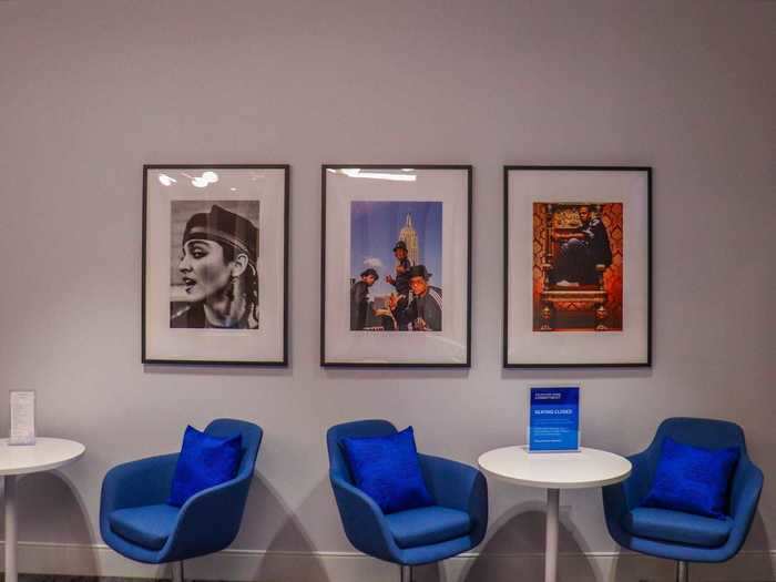 New York City-inspired photography lines the lounge in one of the many local touches that American Express aims to include in each lounge.