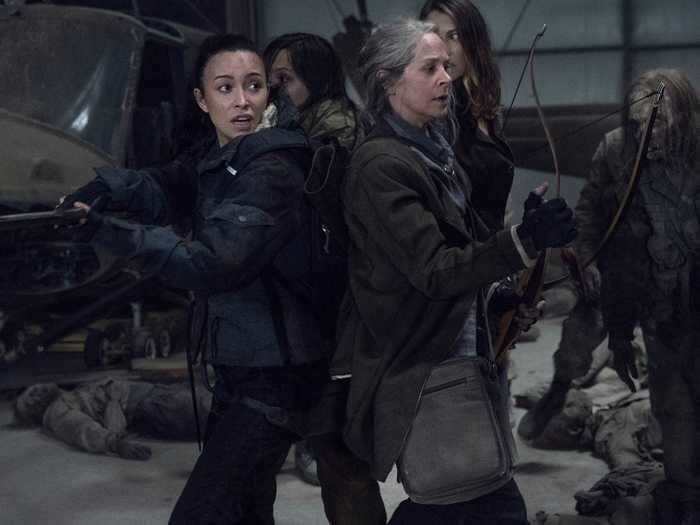 Rosita will finally be back. We see her here with Carol and Maggie.