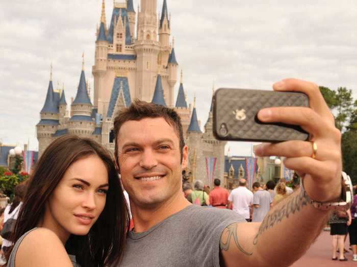 Shortly after getting married that year, Megan Fox and Brian Austin Green took selfies in front of Disney World