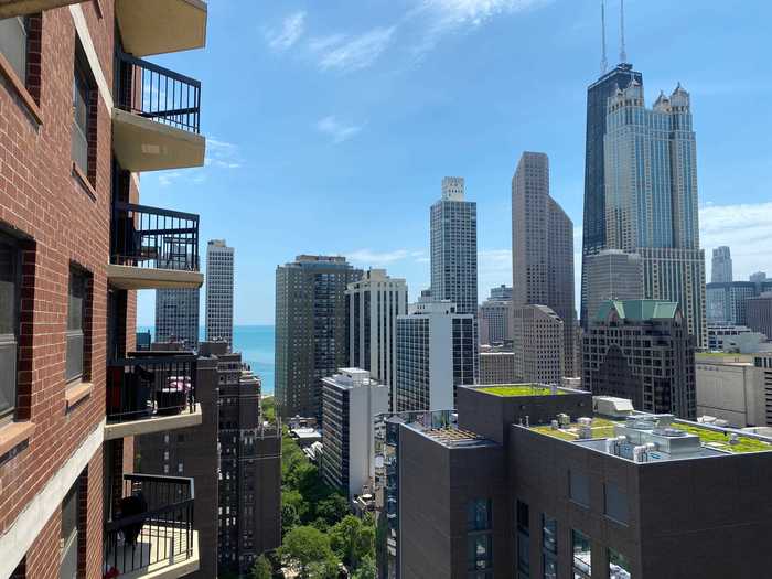 Some of the apartments have a balcony with direct views of Lake Michigan.