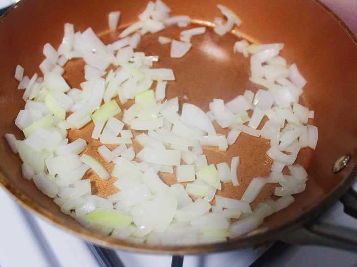 I sauteed the onion in a nonstick pan until it softened.