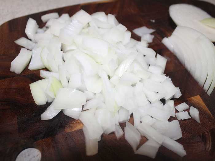 I started by dicing half of a white onion - I