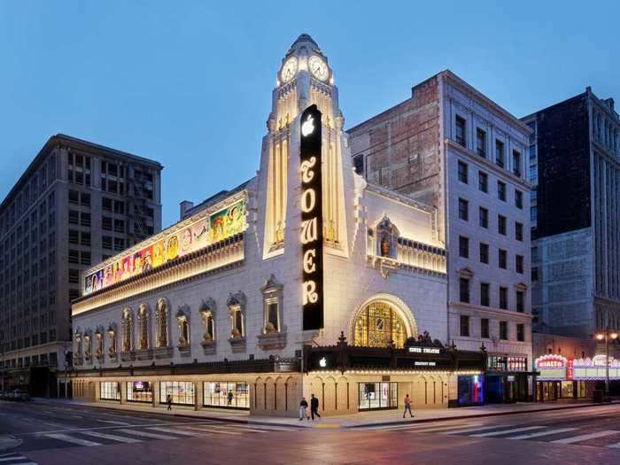 The project included restoring the original clocktower and recreating both its Broadway marquee and its blade sign on the side of the building.