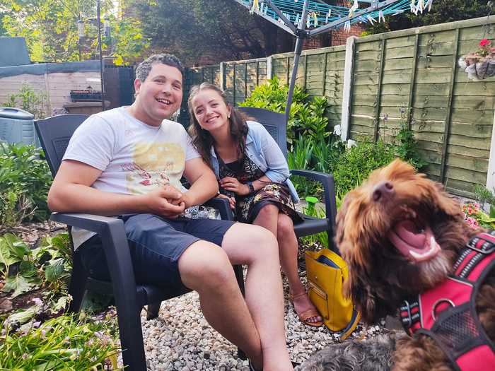 Chloe Beck snapped a photo of her friends Faith and Alex that was expertly photobombed by their dog, Hugo.