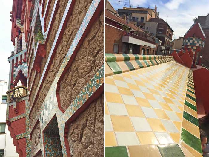 At Casa Vicens, the building is adorned with intricate details all the way up to the roof.