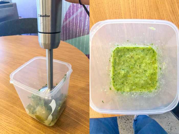 Sánchez said the eggs should finish cooking in the sauce, so I used an emulsion blender to make the salsa verde.